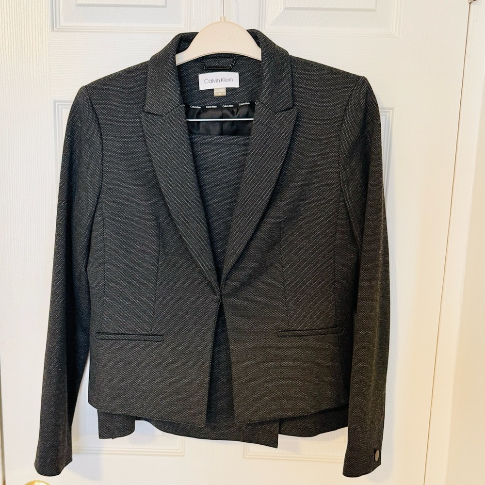 Calvin Klein Dark Gray Blazer & Skirt Suite - Picture 2 of 4